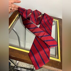 Polo by Ralph Lauren 100% Silk Red-Blue Striped 58” Men Office Career Italy Made